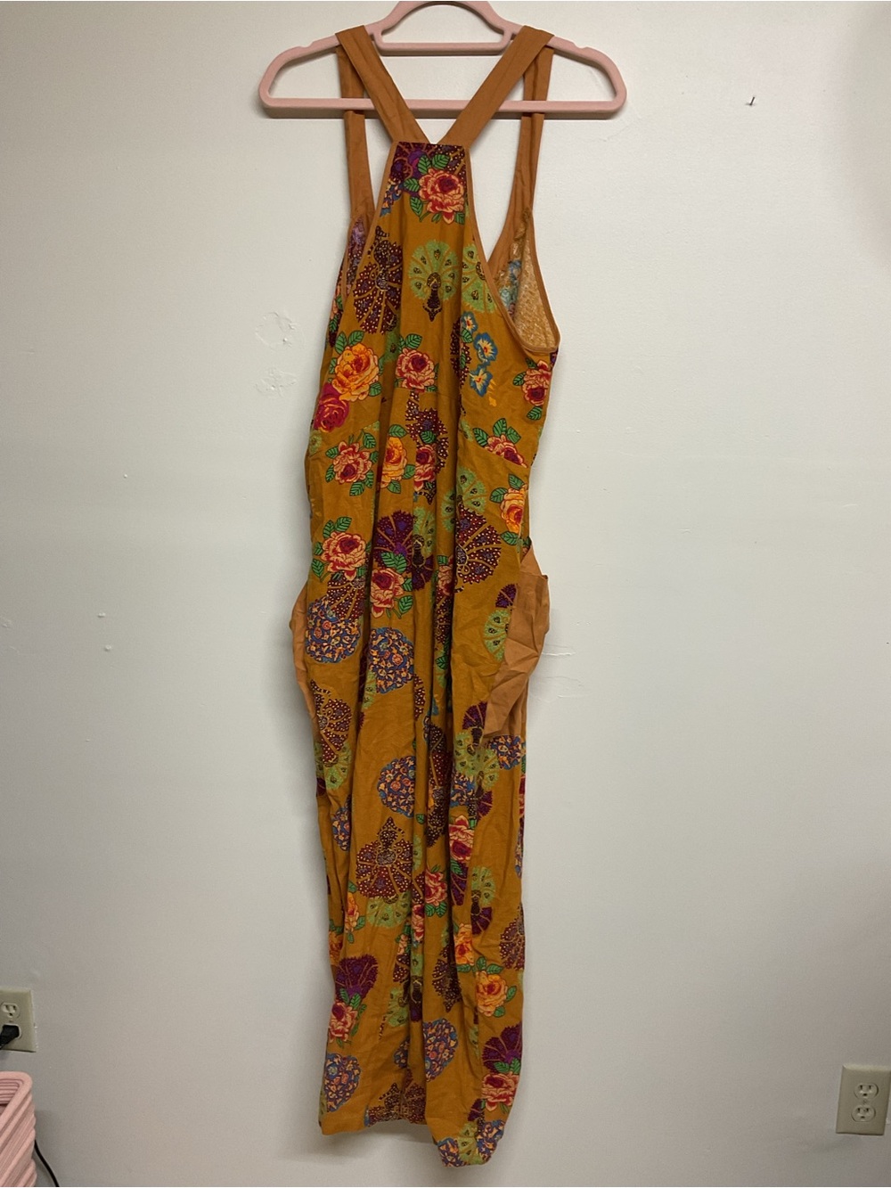 Mustard Floral Pocket Overalls - Picture 4 of 4